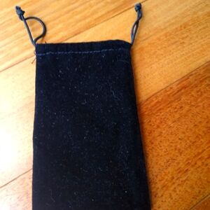 Black velvet bag with drawstring